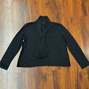 Escada Blouse | Black Tie Neck Long Sleeve Stretch | Size 46